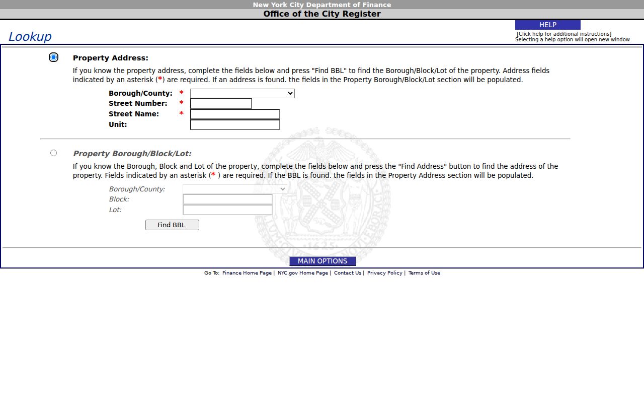 The Bronx residents directory ACRIS address and BBL lookup